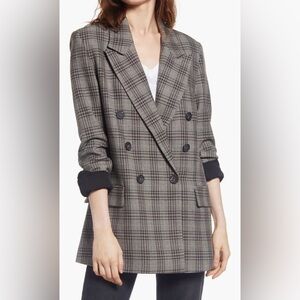 Free People Ashby Plaid Double Breasted Blazer